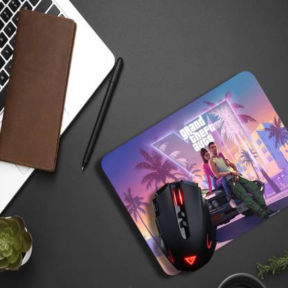 Inkaura Printed Mousepad GTA 6 Design Non-Slip Base & Smooth Surface For Gamers 9x7 Inch Mousepad