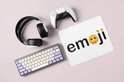 REVAMAN Emoji (text) - emoji theme printed white mousepads(20cm x 18cm) Non Slip Base Mousepad
