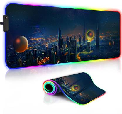 QIZLAR RGB Gaming Mouse Pad, Extra Large Gaming Mouse Mat for Gamer(City Height) Non Slip Base Mousepad