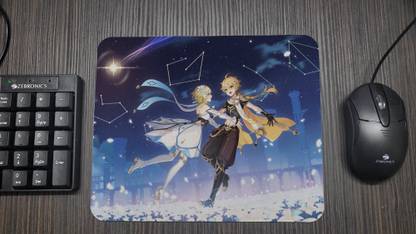 Hum Bhi Trendy Genshin Impact Aether and Lumine| Game/Anime (23 x 19 cm) Non Slip Base Mousepad