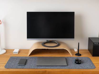 TIERNO Felt Desk Pad Office Desk Mat Extra Large Gray Mouse Pad Non Slip Base Dual Sided Mousepad