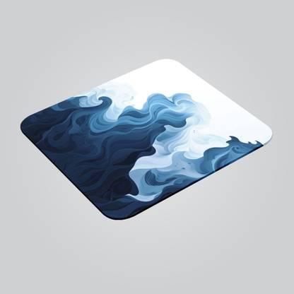 STICK STORE Blue With White Waves Printed Mouse Pad Non Slip Base Mousepad