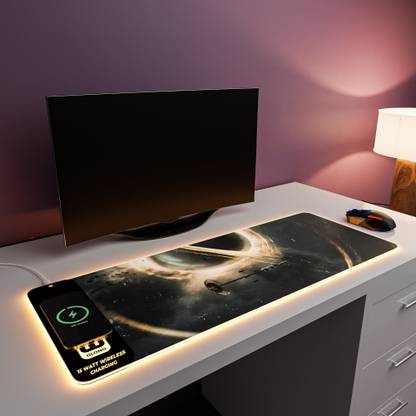 JCBL Accessories 2-IN-1 RGB Mouse Pad with 15W Wireless Charger For Office & Home Gaming Keyboard Mousepad