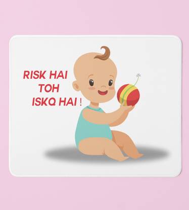 Rushaan Diwali Funny Meme Mouse Pad - Risk Hai To Ishq Hai Non Slip Base Mousepad