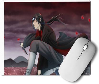 MUGSIP Itachi Uchiha sitting Naruto Anime Printed Mouse Pad for PC Gaming Non Slip Base Dual Sided Mousepad