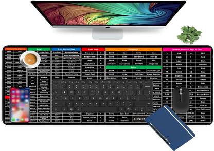 REVATAKG Shortcut Keys English Mouse Pad Gaming Mats for Office Keyboard PC Non Slip Base Mousepad