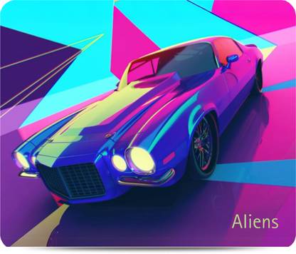 Aliens Gaming Mouse Pad,Precision,Non-Slip Rubber Base, Smooth Cloth Surface,Neon Style Non Slip Base Dual Sided Mousepad
