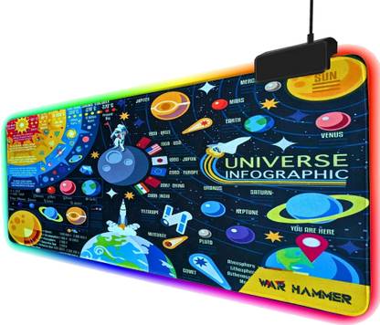 Warhammer GX6050 RGB 14 Light Modes Gaming Mouse Pad | Stitched Edges | RGB Mouse Pad Non Slip Base Mousepad