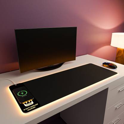 JCBL Accessories 2-IN-1 RGB Mouse Pad with 15W Wireless Charger For Office & Home Gaming Keyboard Non Slip Base Mousepad