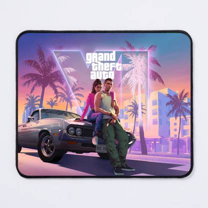 KAIZER GTA VI Themed HD Print Mouse Pad For Laptop/PC Non Slip Base Mousepad