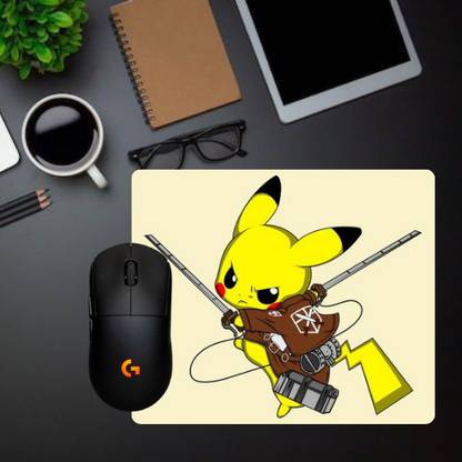 tierstore Anime Mouse Pad – Pikachu AOT, Non-Slip & Smooth Rubber Base (9x7.5 inch) Non Slip Base Dual Sided Mousepad