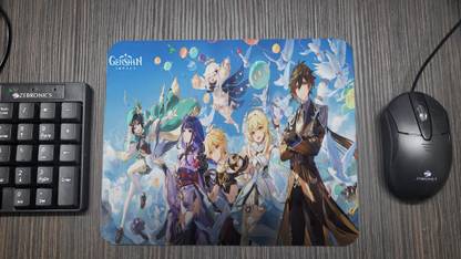 Hum Bhi Trendy Genshin Impact 3 Archons Zhongli Raiden Shogun Venti Aether Lumine| (23 x 19 cm) Non Slip Base Mousepad