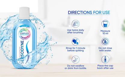 SENSODYNE Alcohol-Free Oral Rinse | Fresh Breath | Fluoride for Enamel Strength Bottle - Rapid Relief COOL MINT