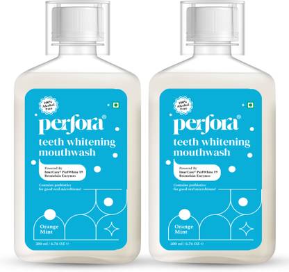 Perfora Teeth Whitening Mouthwash | Alcohol Free | Pack of 2 - Orange Mint