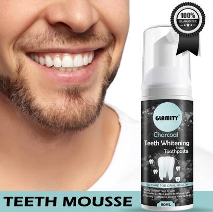 GLAMITY 100% Natural Activated Charcoal Teeth Whitening Powder (50 g) Teeth Whitening Kit
