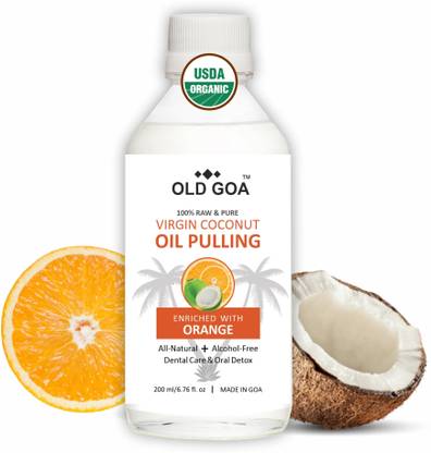 OLD GOA Virgin Coconut Oil Pulling Mouthwash Infused With Orange For Dental Care - Orange