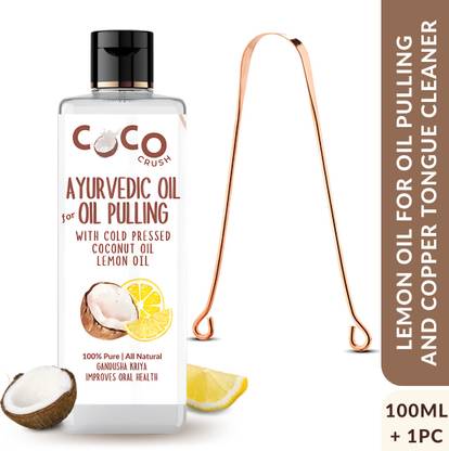 COCO CRUSH Ayurvedic Coconut Oil for Oil Pulling & Copper Tongue Cleaner | Cold-pressed - Coconut Oil, Lemon Oil