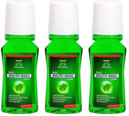 Jagat Devsutra Ayurvedic Herbal Mouthwash, Oral Care Fights Bad Breath 100ml x 3 - Cool mint