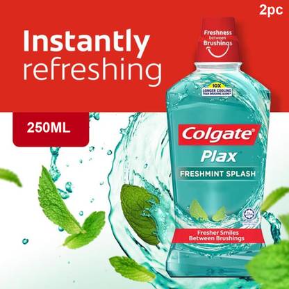 Colgate Maxfresh Plax Antibacterial Mouthwash, 24/7 Fresh Breath- NO ALCOHOL - Freshmint Splash