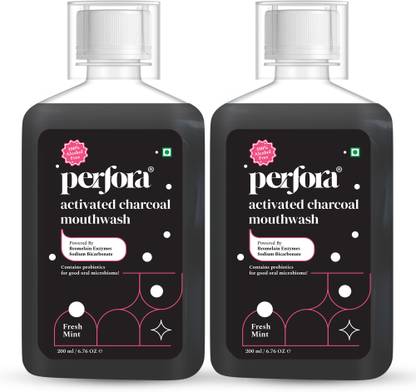Perfora Activated Charcoal Teeth Whitening Mouthwash |Alcohol Free |No Artificial Colors - Fresh Mint