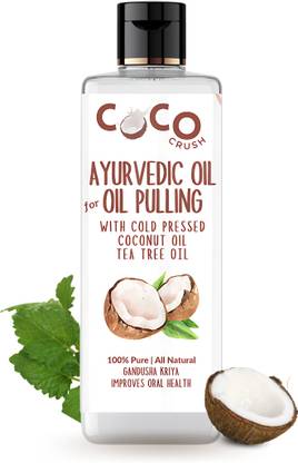 COCO CRUSH Ayurvedic Coconut Oil for Oil Pulling, Cold-pressed & Virgin | Healthy Teeth - Coconut Oil, Tea Tree Oil