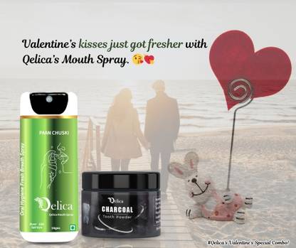 Qelica Paan Chuski Mouthspray 10g & Charcol Tooth Powder 50g - Ayurvedic Combo