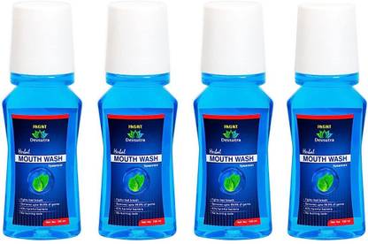 Jagat Devsutra Ayurvedic Herbal Mouthwash, Oral Care Fights Bad Breath 100ml x 4 - Mint