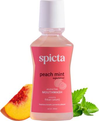 SPICTA Peach Mint Mouthwash With Fitkari(Alum) | Mouth Freshener For Dental Hygiene - Mint