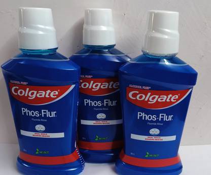 Colgate PHOSFLUR Anticavity Fluoride Rinse Ideal for Braces Pack of 3 - MINT