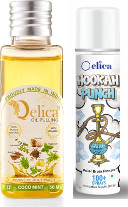 Qelica Coco Mint Oil Pulling With Vitamin E And Polar Mouth Freshener Spray - Polar & Coco Mint