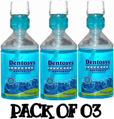 VINYGLOW Dentosys Advanced Mouthwash - Blue (03 Pc x 150 ml) - Mint