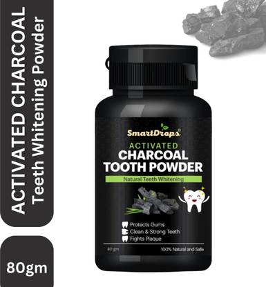 smartdrops Natural Activated Charcoal Teeth Whitening Powder for Women and Men - Charcoal