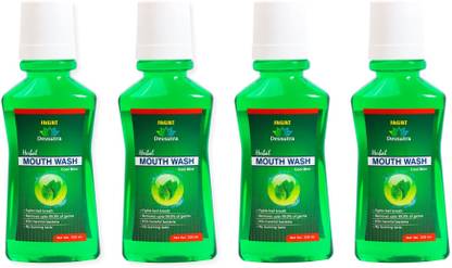 Jagat Devsutra Ayurvedic Herbal Mouthwash, Oral Care Fights Bad Breath 100ml x 4 - Cool Mint
