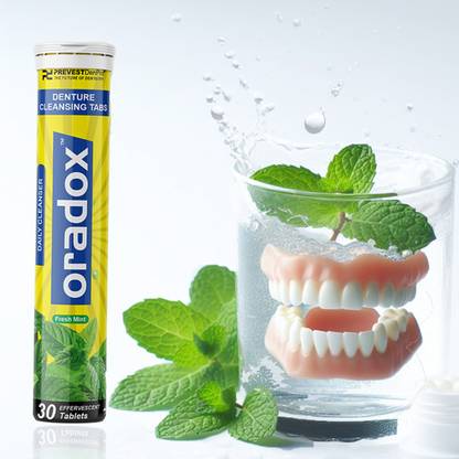 oradox Daily Cleanser Tablets (DENTURE CLEANSING TABLETS) - 30 Tabs - MINT
