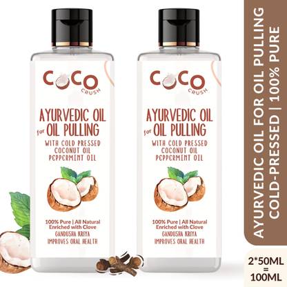 COCO CRUSH Ayurvedic Coconut Oil for Oil Pulling, Cold-pressed | Healthy Teeth | 2*50ML - Clove Oil, Peppermint Oil, Coconut Oil
