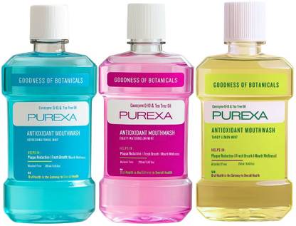 PUREXA Mouthwash for Oral Care 750ml (250ml X 3) - Fennel Mint, Watermelon Mint, Lemon Mint