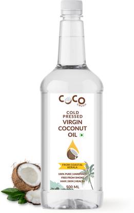 COCO CRUSH Cold pressed Coconut Oil for Hair, Face, & Skin, Pure & Natural Carrier Oil Hair Oil