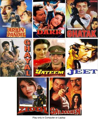 Arjun Pandit , Darr , Ghatak , Ghayal , Yateem , Jeet , Ziddi , Salaakhen (8 Movies) in Hindi Play only in Computer or Laptop without poster
