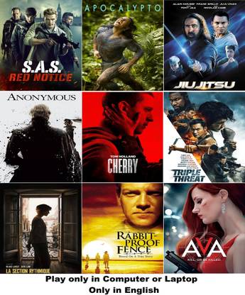 SAS: Red Notice , Apocalypto , Jiu Jitsu , Anonymous , Cherry , Triple Threat , La Section Rythmique , Rabbit-Proof Fence , AVA (9 Movies) Audio in English play only in Computer or Laptop HD Quality without Poster