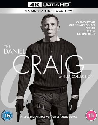 007: Daniel Craig as James Bond: Casino Royale + Quantum of Solace + Skyfall + Spectre + No Time to Die (4K UHD + Blu-ray) (Foil Slipcase | Region Free 4K Ultra HD + Region B Blu-ray| UK Import)