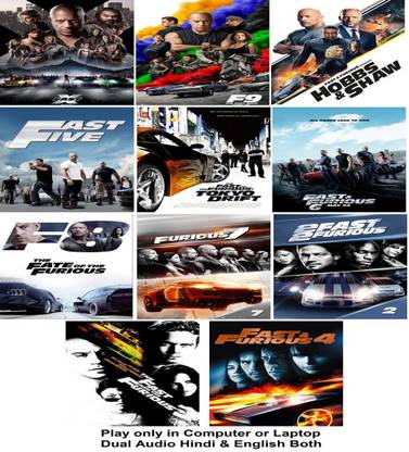 Fast & Furious Film series (11 Movies) in Hindi & English both Play only in Computer or Laptop HD Print without poster