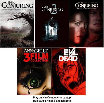 Conjuring 1 to 3 , Annabelle 1 to 3 & Evil Dead (7 Movies) Dual Audio Hindi & English both Play only in Computer or Laptop HD print without poster