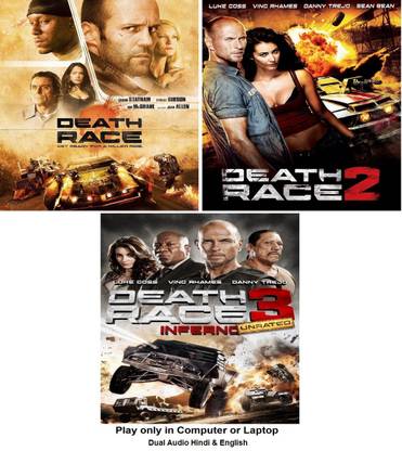 Death Race 1 , 2 , 3 (3 Movies) Dual Audio Hindi & English both Play only in Computer or Laptop it's Burn Data DVD not original without poster HD Print Quality
