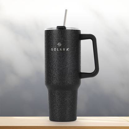 Solara Elixir Insulated with Lid and Straw, Hot & Cold, Office,Gym,Travel,Black Knight Stainless Steel Tumbler