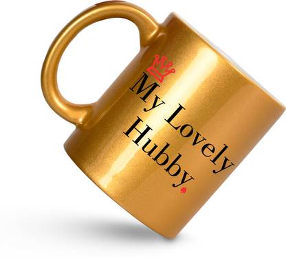 TASMY My Lovely Hubby printed on golden ceramic coffee mug Ceramic Coffee Mug