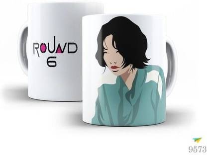 craft maniacs SQUID GAMES PLAYER 067 ROUND 6 330 ML WHITE MUG FOR KDRAMA LOVERS Ceramic Coffee Mug