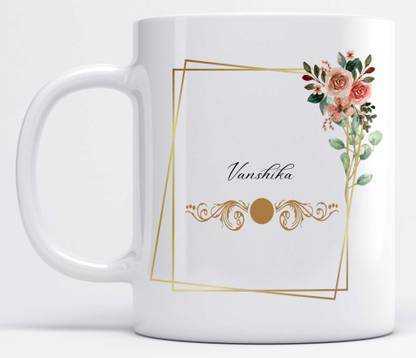LOROFY Name Vanshika Printed Frame Design Ceramic Coffee Mug