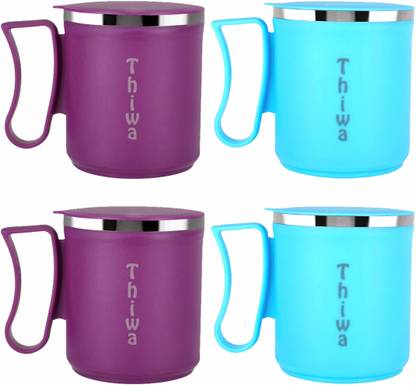 Thiwa Double Wall coffee mug stainless steel Couple Coffee Cup for Husband coffee mug Plastic, Stainless Steel Coffee Mug