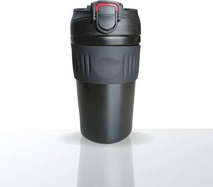 YELONA Charcoal Black Insulated Coffee Cup | Bottle With Leak Proof Sipper Lid & Straw Stainless Steel Tumbler