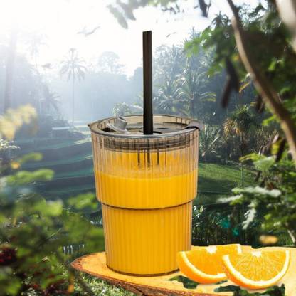 PRIMIZA Glass Sipper Tumbler with Straw and Lid Glass Tumbler